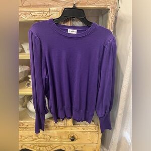 The Drop Vivienne Purple Balloon Sleeve Crew neck Sweater XXL